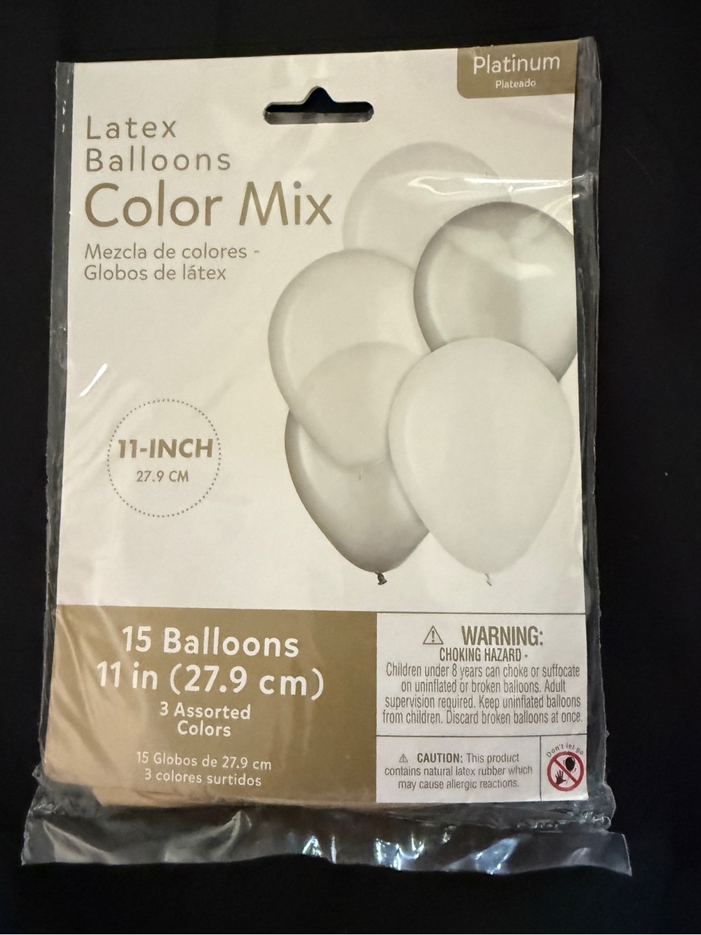 Latex Balloons Color Mix - Platinum - 15 Pack